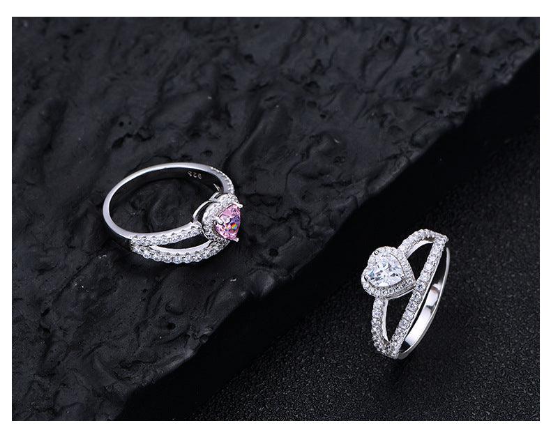 Heart Pink Gemstone Ring 925 Sterling Silver Ring-BlingRunway