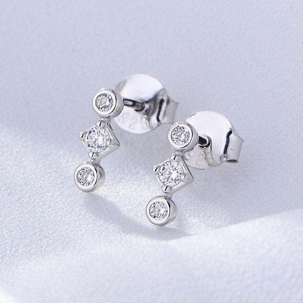 Classic Rhombus Zircon Handmade Series S925 Sterling Silver Earrings