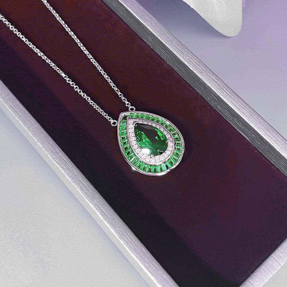 Classic Inlaid S925 Silver High Carbon Simulated Diamond Water Drop Necklace