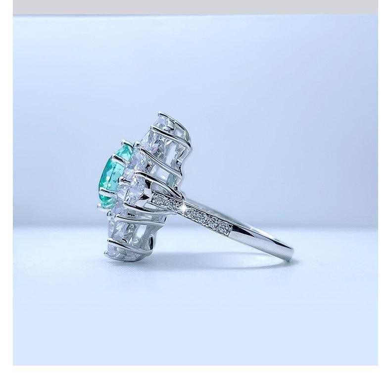 Luxury Fancy Design Synthetic Paraiba Women's S925 Silver Ring-BlingRunway