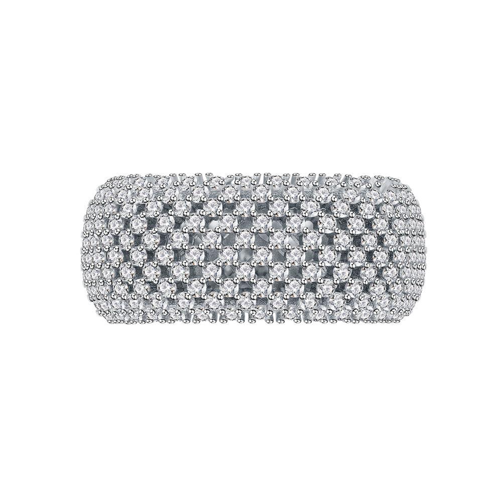 Widened arc yarn mesh S925 sterling silver ring-BlingRunway