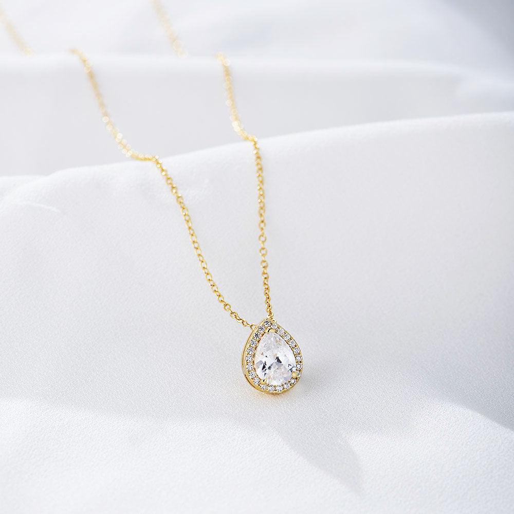 Classic Sparkling Water Drop Zircon Handmade Series S925 Sterling Silver Necklace