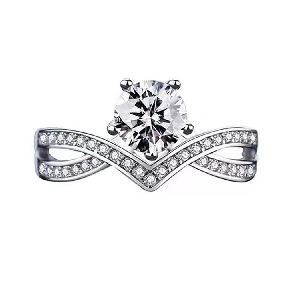 Classic Series S925 Silver High Carbon Imitation White Diamond Rings-BlingRunway