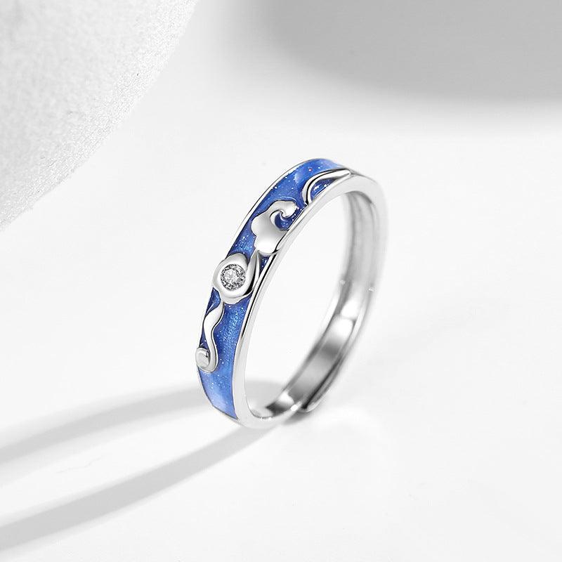 Blue Sky Cloud S925 Sterling Silver Couple Ring