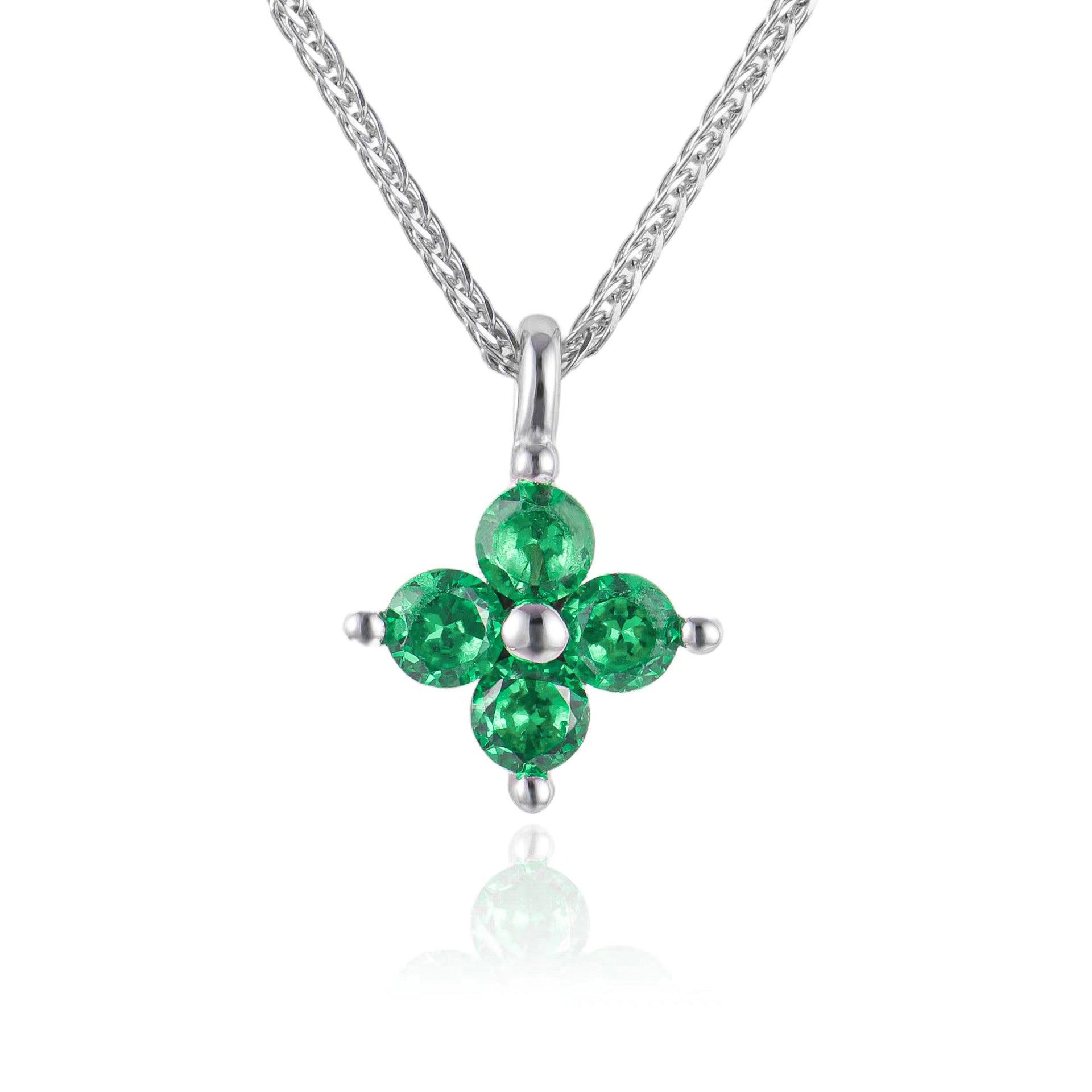 Clover Design S925 Sterling Silver Cultivated Gemstone Necklace