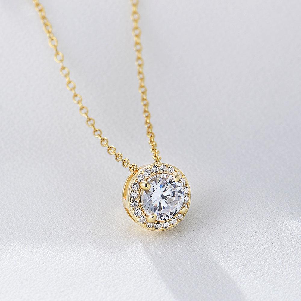 Classic Shining circular Zircon Handmade Series S925 Sterling Silver Necklace