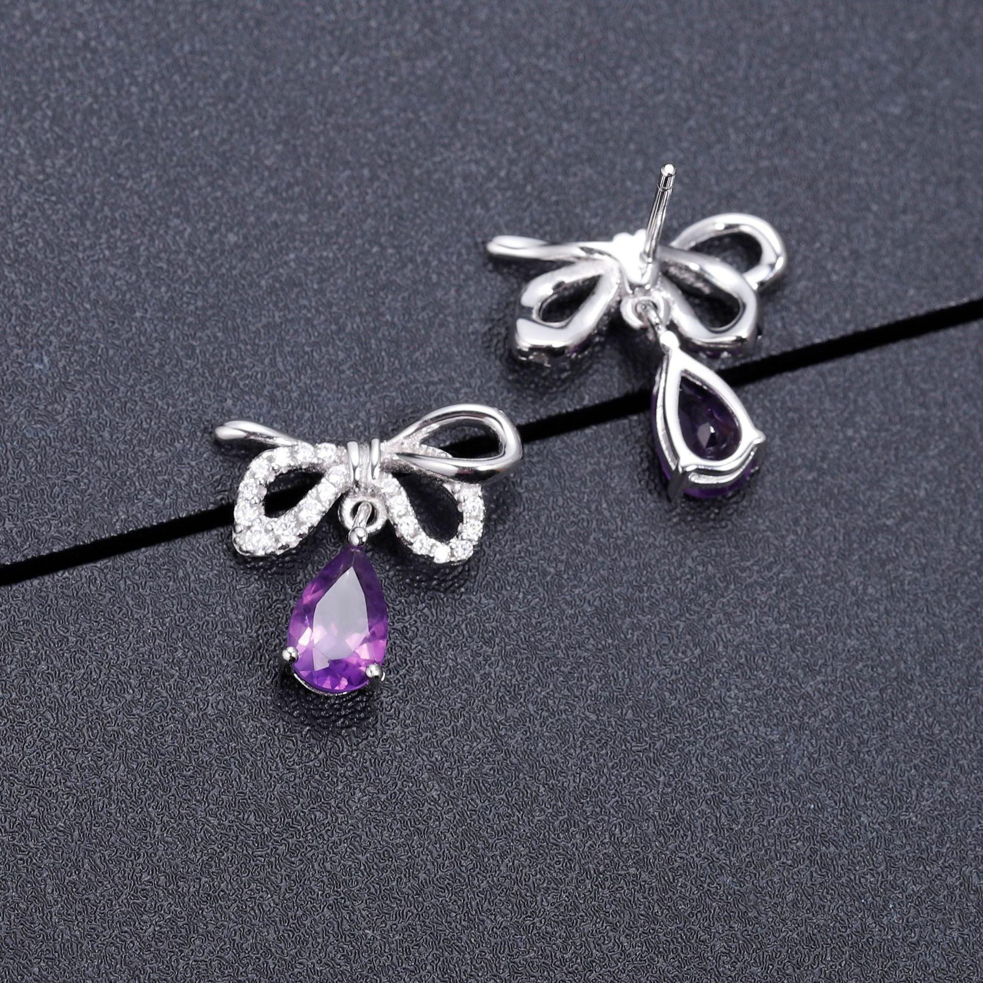 Bowknot Droplet Design S925 Sterling Silver Earrings-BlingRunway