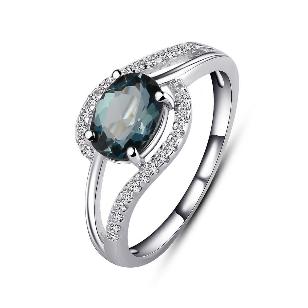 Oval gemstone luxury set S925 sterling silver ring-BlingRunway