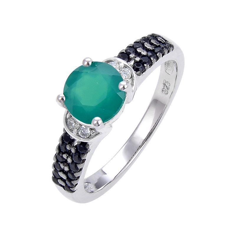 Beautiful Shining S925 Sterling Silver Inlaid Natural Gemstone Ring-BlingRunway