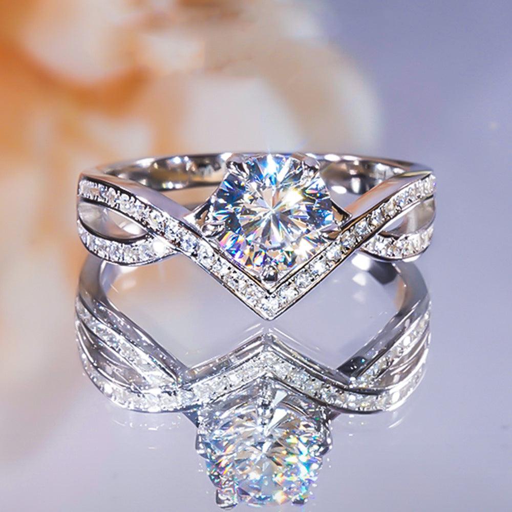 Classic Series S925 Silver High Carbon Imitation White Diamond Rings-BlingRunway