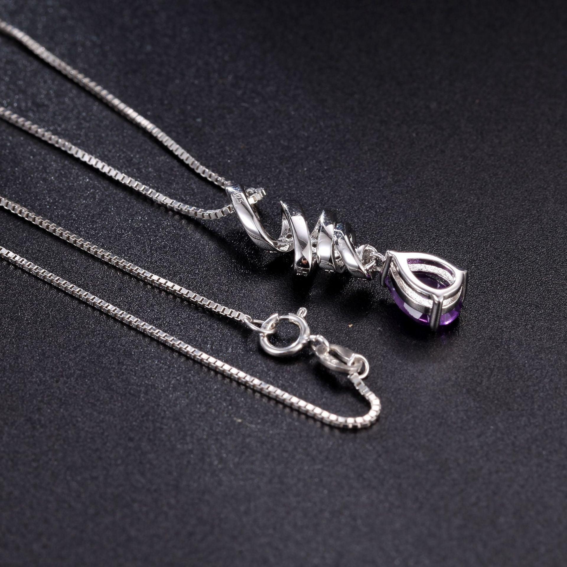 Vortex Droplet Design S925 Sterling Silver Necklace-BlingRunway