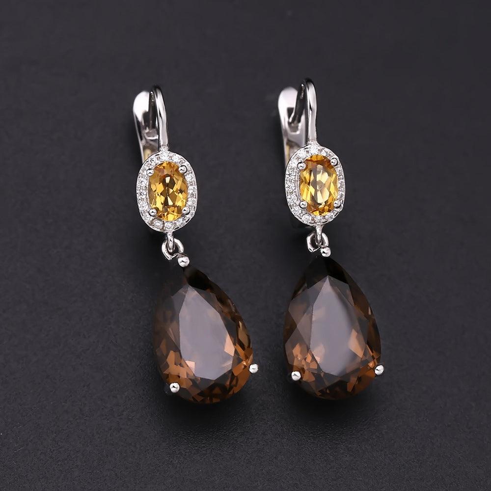 Droplet shaped pendant S925 sterling silver earrings