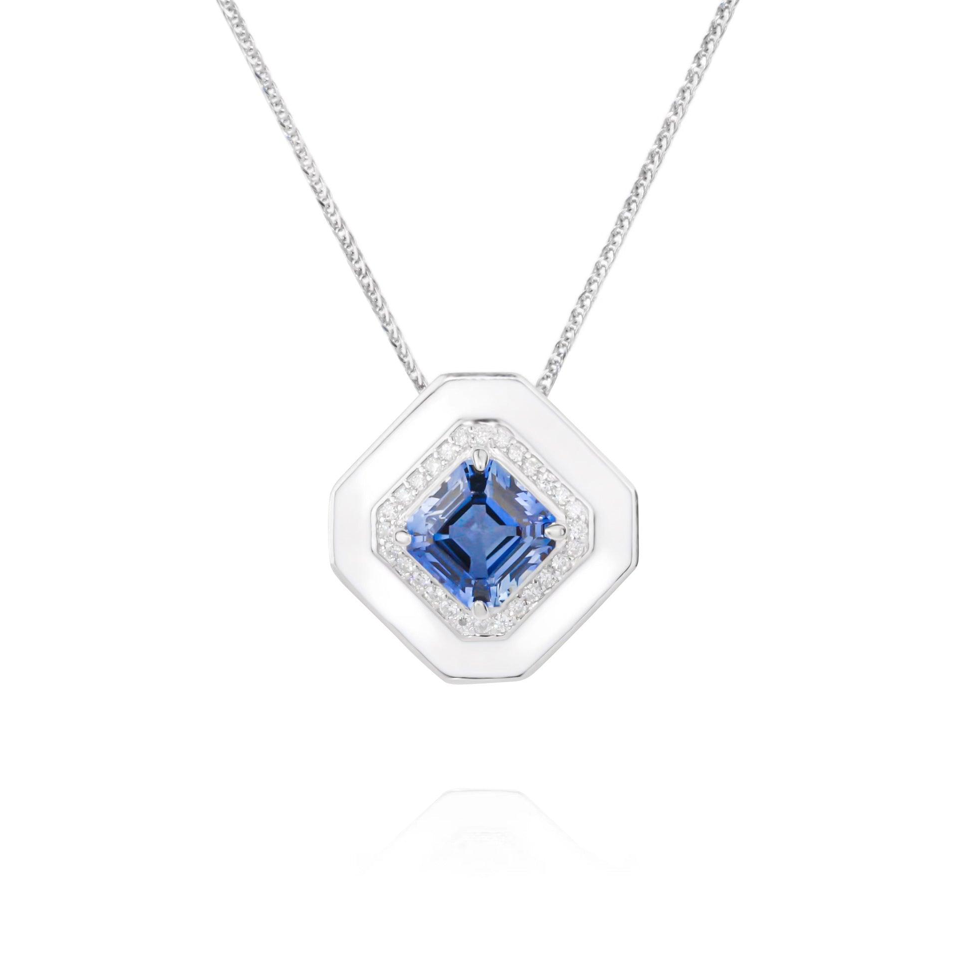 Square Design S925 Silver Cultured Gem Necklace-BlingRunway