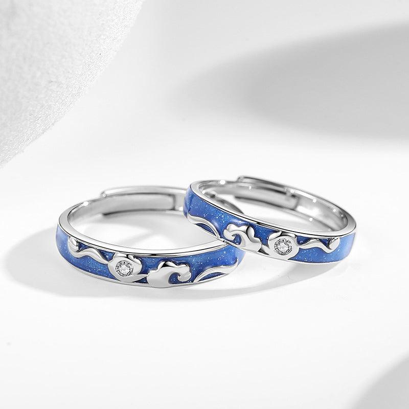 Blue Sky Cloud S925 Sterling Silver Couple Ring