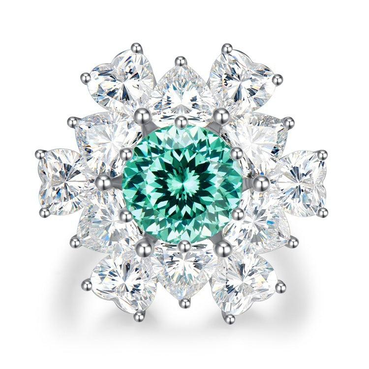 Luxury Fancy Design Synthetic Paraiba Women's S925 Silver Ring-BlingRunway