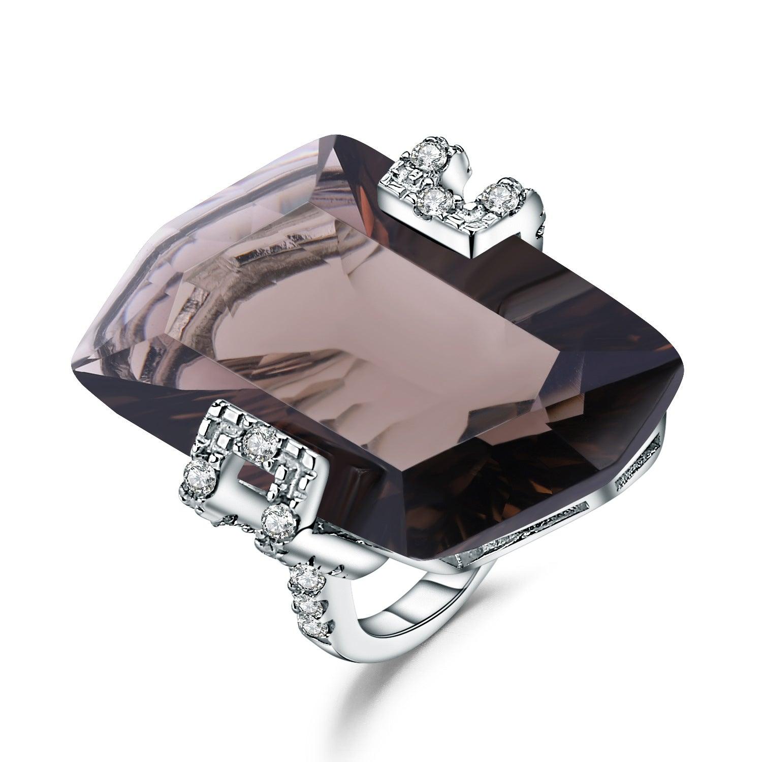 Hexagonal Set S925 Sterling Silver Natural Gem Stone Ring-BlingRunway