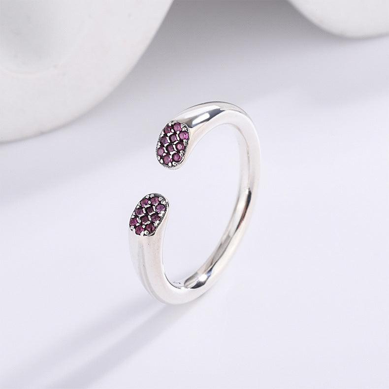 Classic stud-set zircon handmade series S925 sterling silver ring