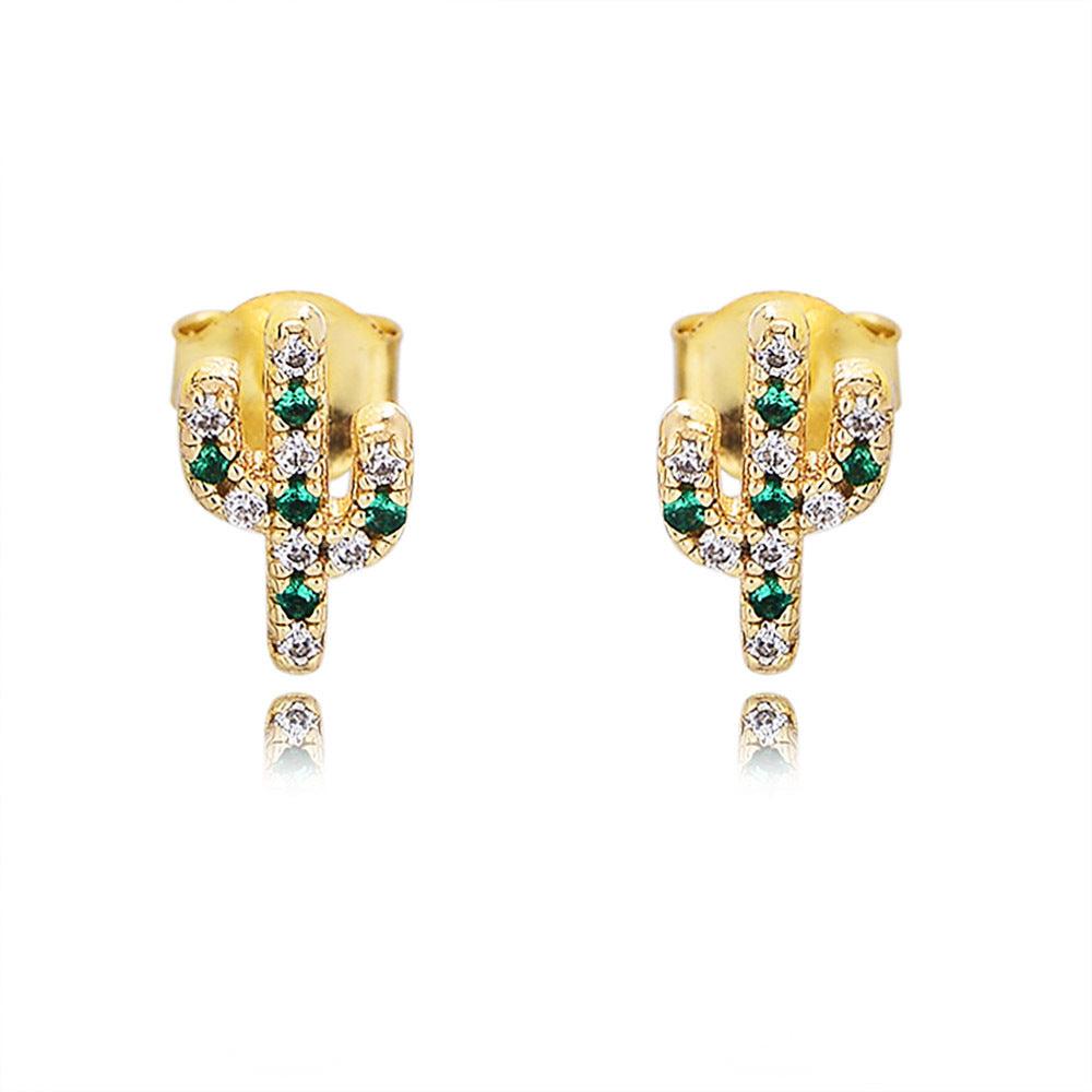 Cactus Handmade Series S925 Sterling Silver cactus earrings-BlingRunway