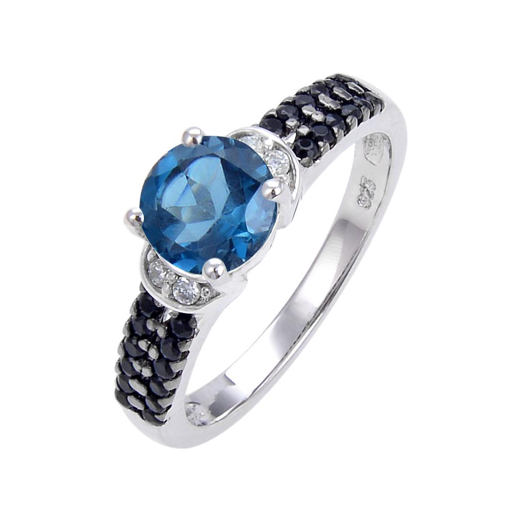 Beautiful Shining S925 Sterling Silver Inlaid Natural Gemstone Ring-BlingRunway