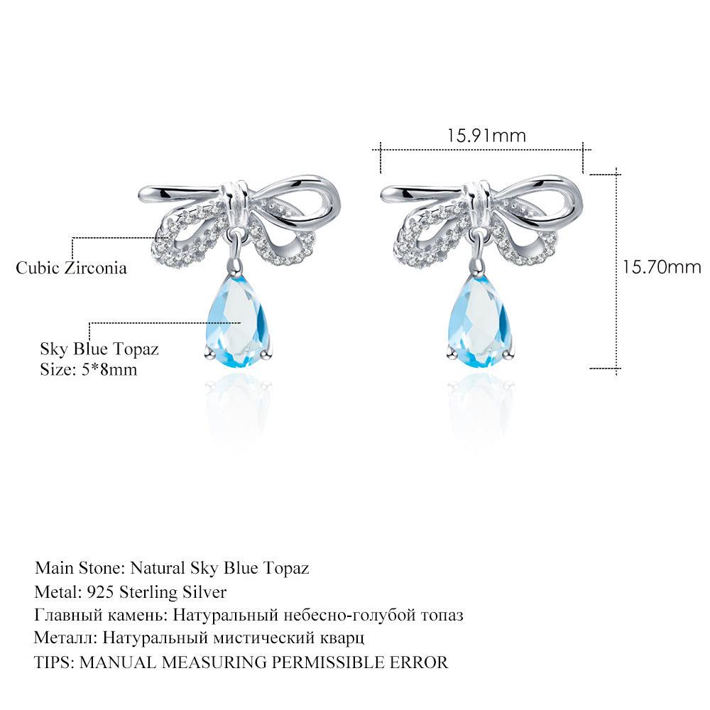 Bowknot Droplet Design S925 Sterling Silver Earrings