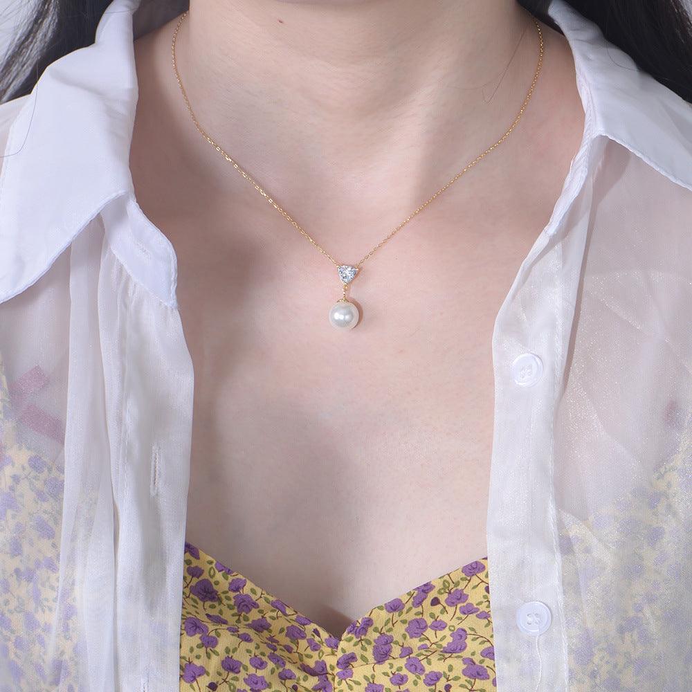 Heart Shape Zircon Pearl S925 Sterling Silver Necklace