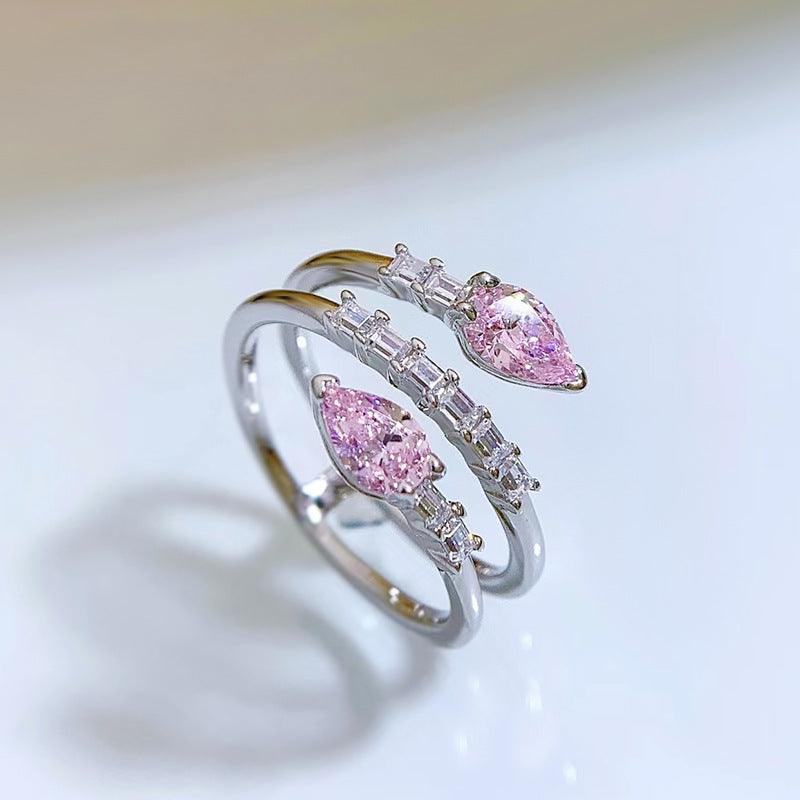 Pink Double-Headed Snake Handmade Series S925 Sterling Silver Ring