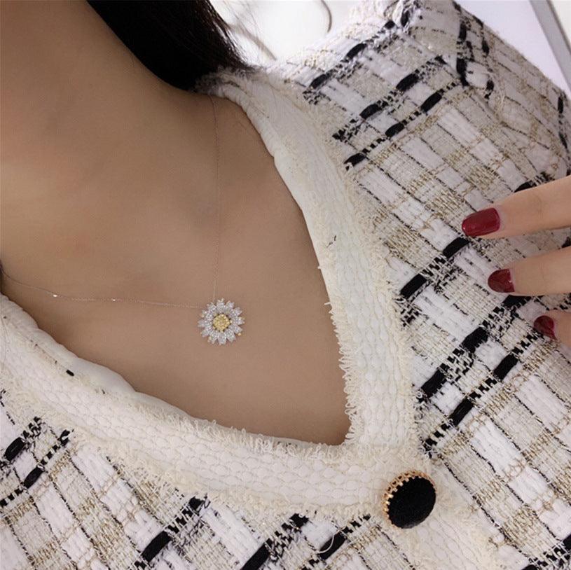 Flower Series High Carbon Imitation Diamond S925 Silver Necklace