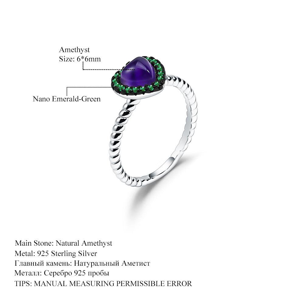 Forest Love Ring S925 Sterling Silver Natural Amethyst Ring-BlingRunway