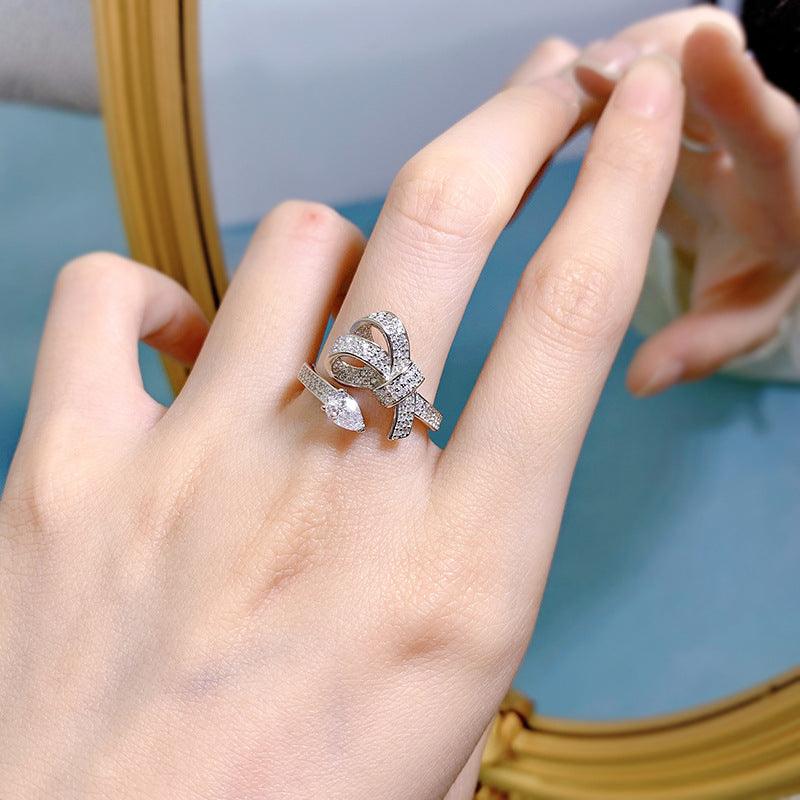 Snake and Bow 4*6mm Main Stone Handmade Series S925 Sterling Silver Ring