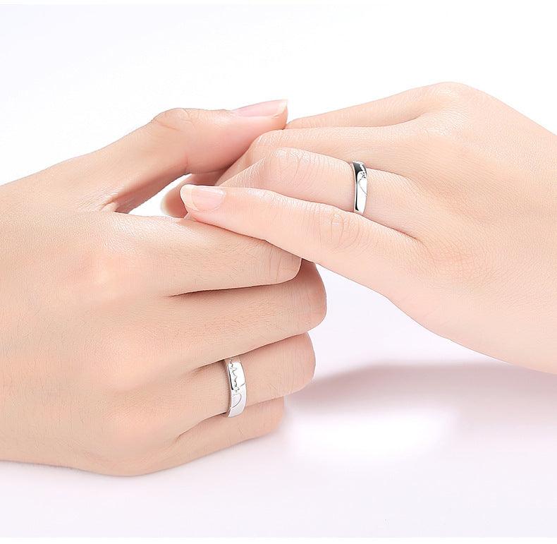 Rhythm Of Love S925 Sterling Silver Couple Ring-BlingRunway