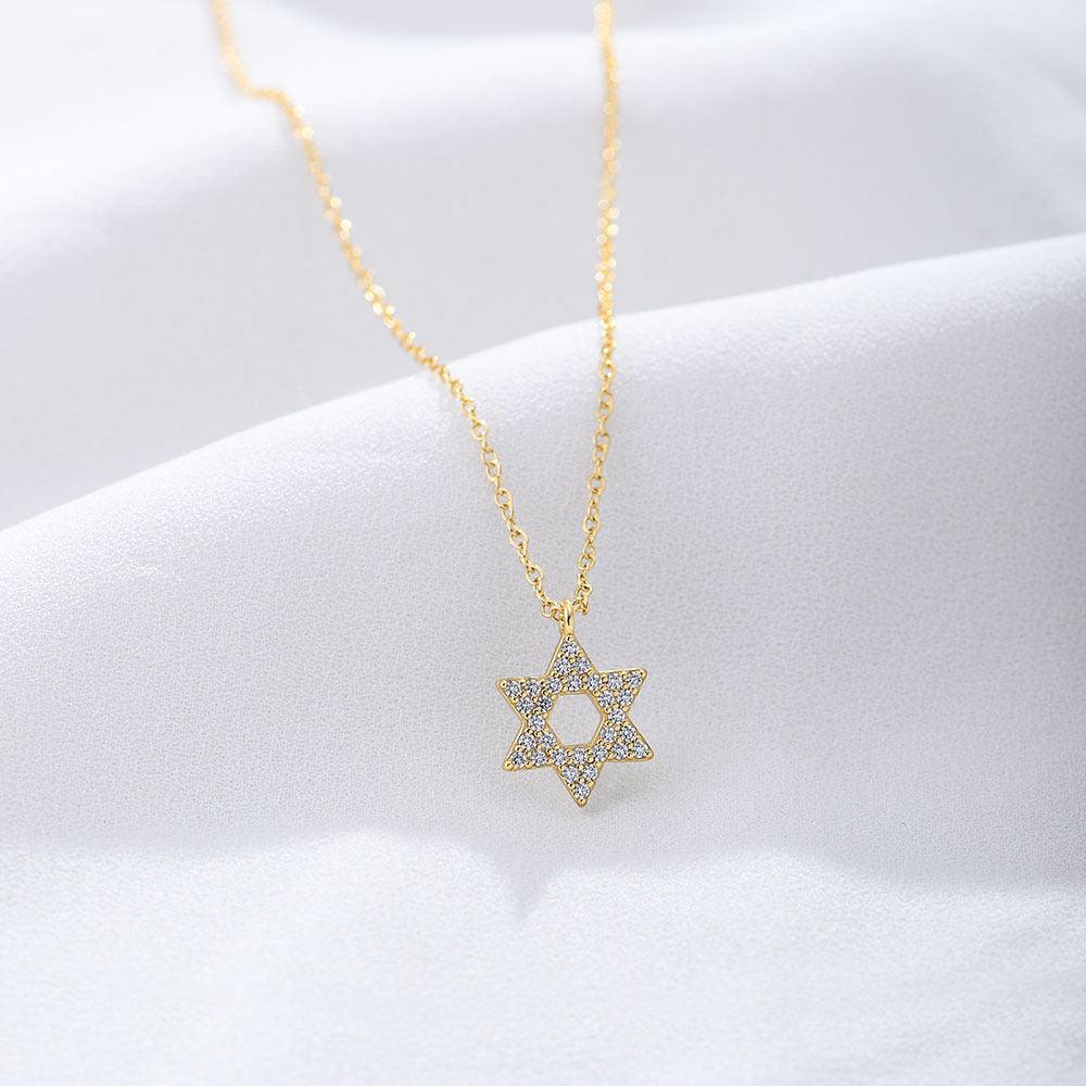 Classic shining six-pointed star zircon handmade series S925 sterling silver necklace-BlingRunway