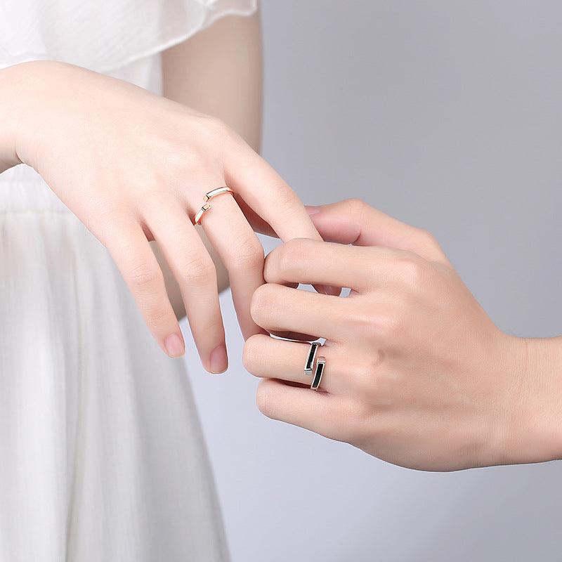 Simple Love S925 Sterling Silver Couple Ring-BlingRunway