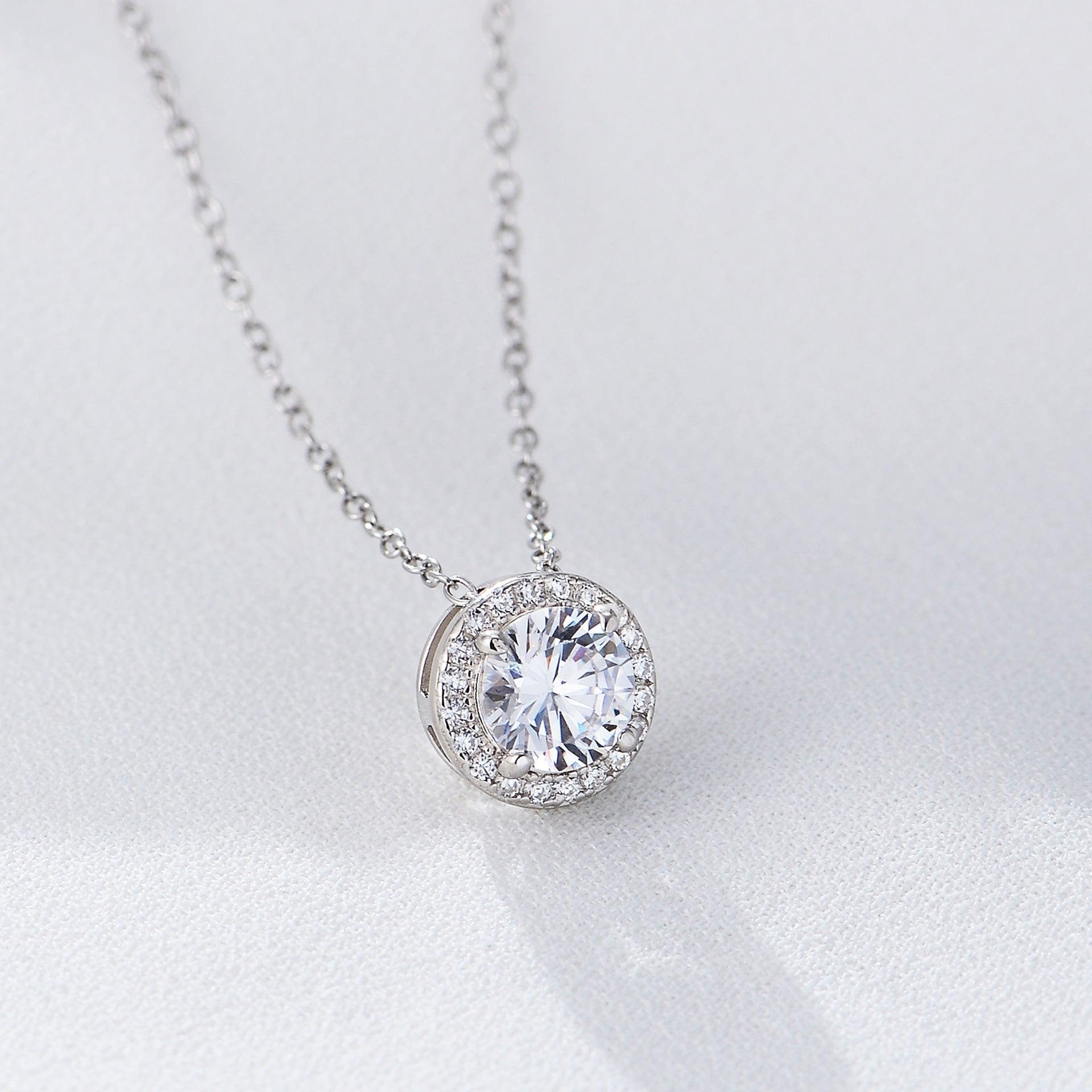 Classic Shining circular Zircon Handmade Series S925 Sterling Silver Necklace