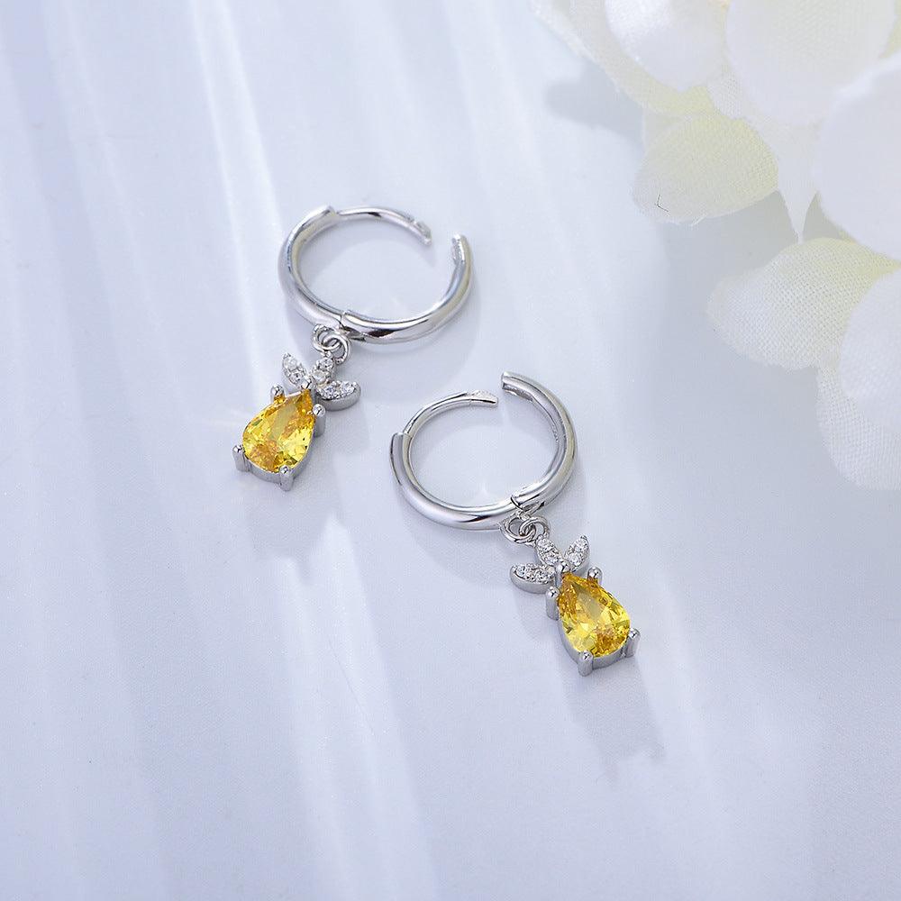 Lovely Pineapple Handmade Series S925 Sterling Silver Zircon Earrings