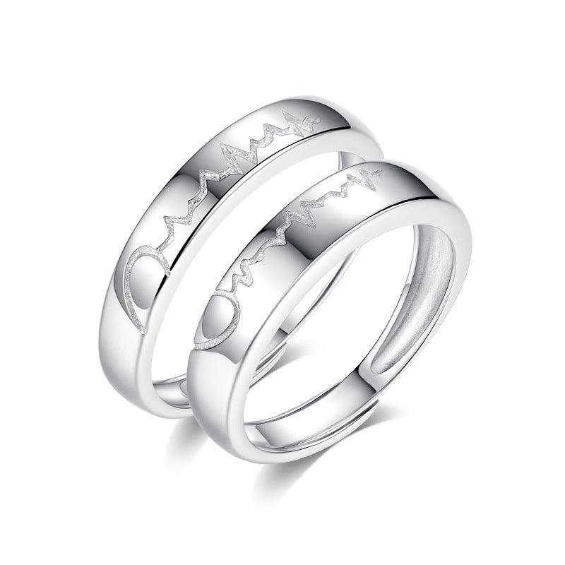 Rhythm Of Love S925 Sterling Silver Couple Ring-BlingRunway