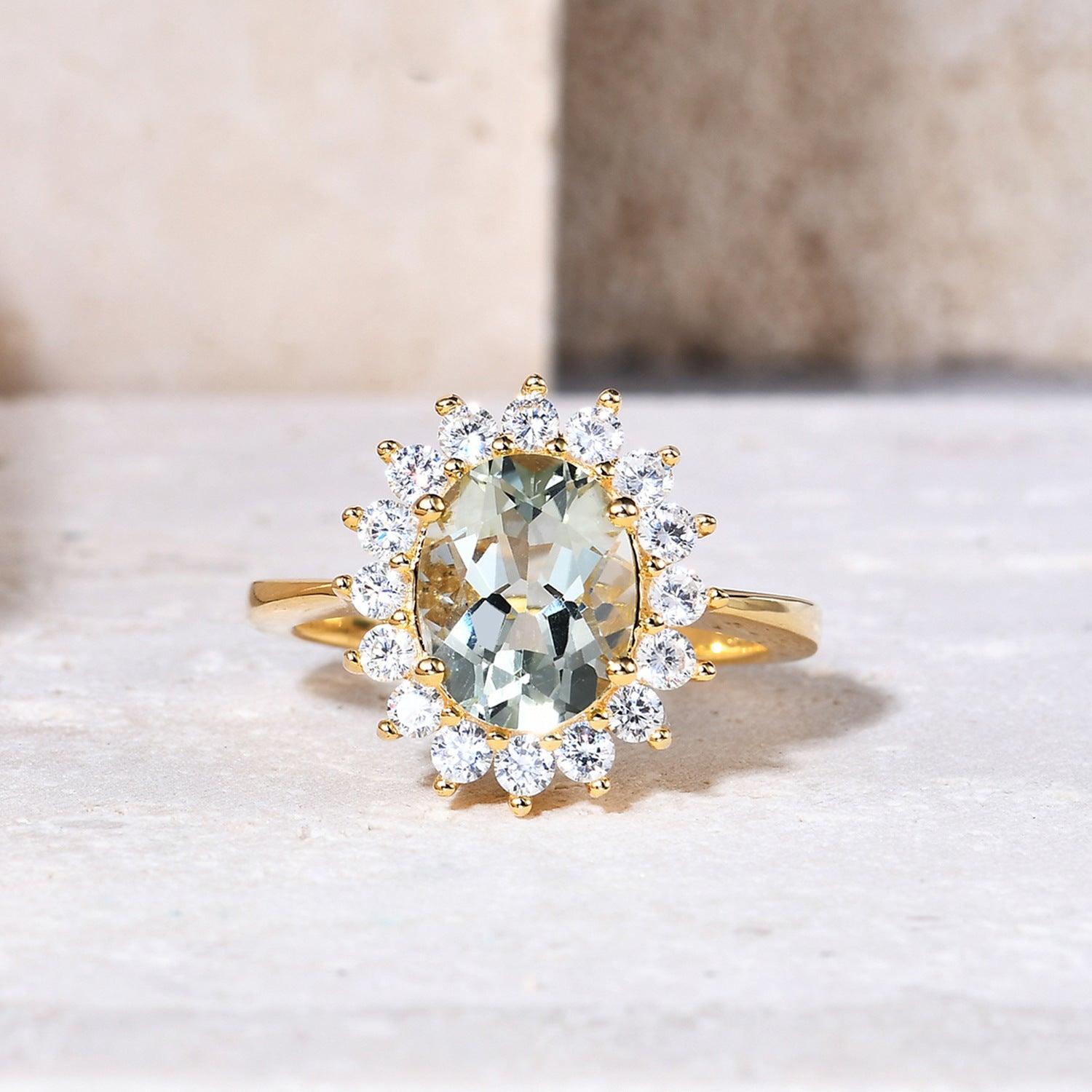 Polaris Design S925 Sterling Silver Natural Green Amethyst Ring-BlingRunway