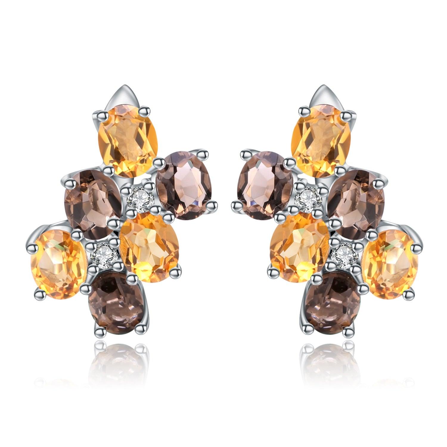 Light luxury design natural colored gemstone S925 sterling silver earrings-BlingRunway