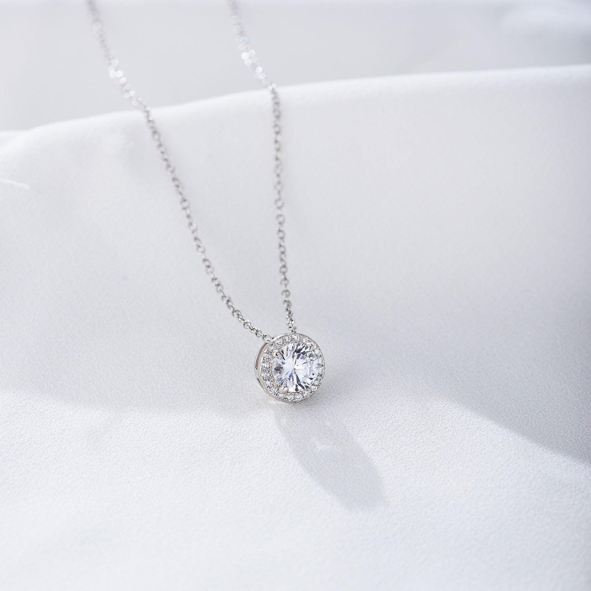 Classic Shining circular Zircon Handmade Series S925 Sterling Silver Necklace