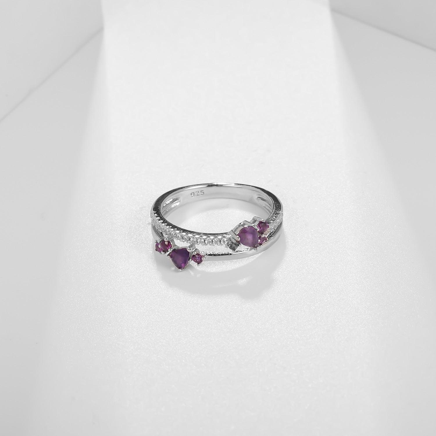 Favorite Series S925 Sterling Silver Ring With Natural Amethyst-BlingRunway