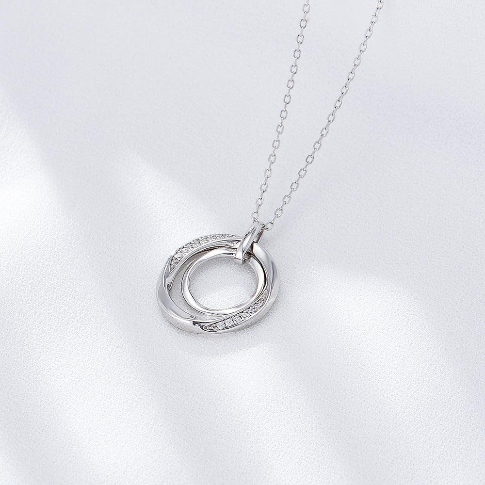 Classic shining double ring handmade series S925 sterling silver necklace