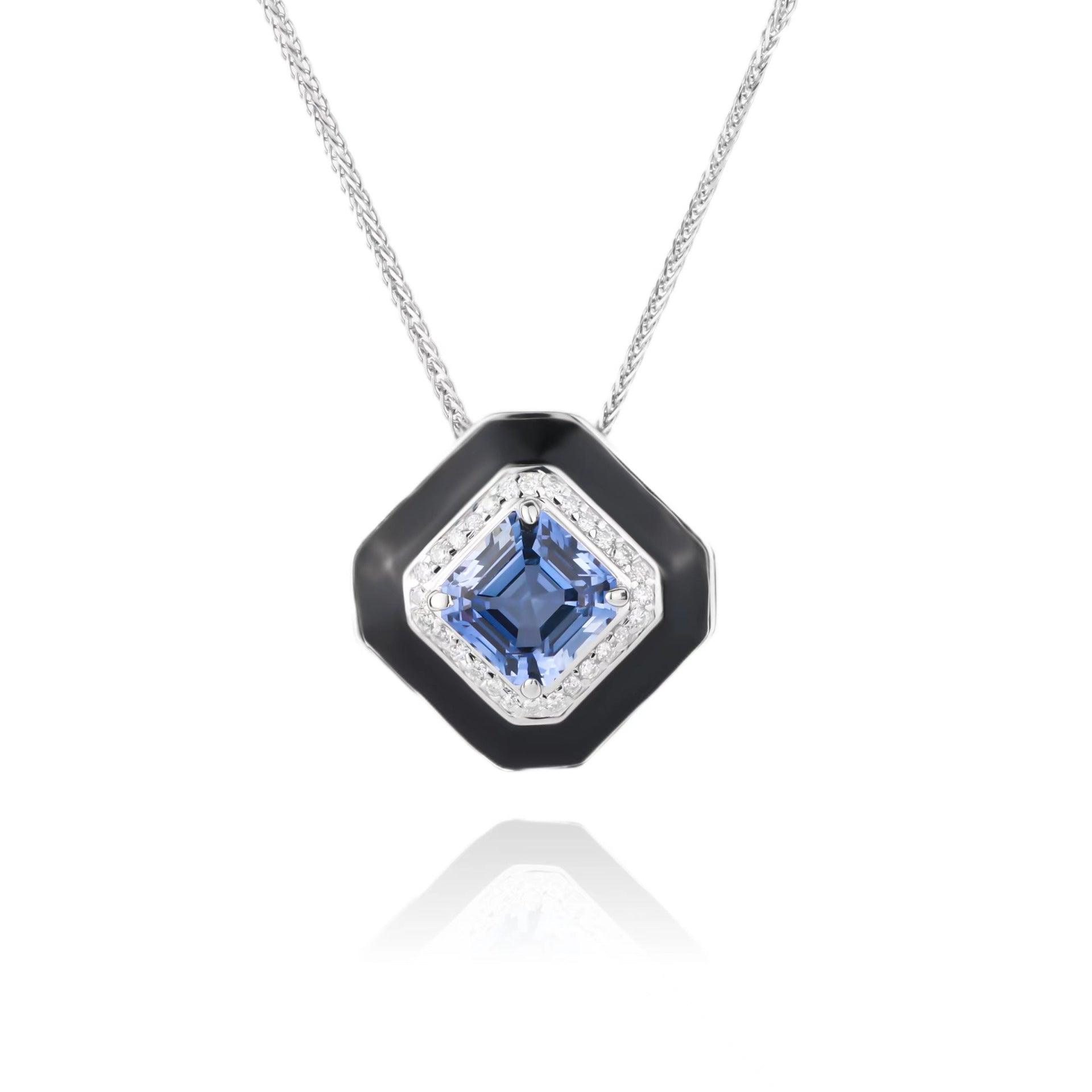 Square Design S925 Silver Cultured Gem Necklace-BlingRunway