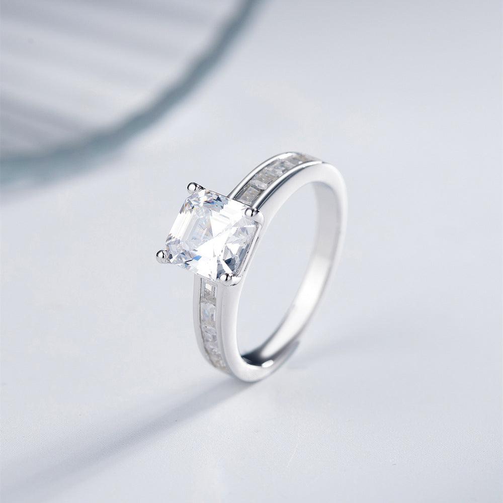 Classic Rail Set Gemstone S925 Sterling Silver Ring