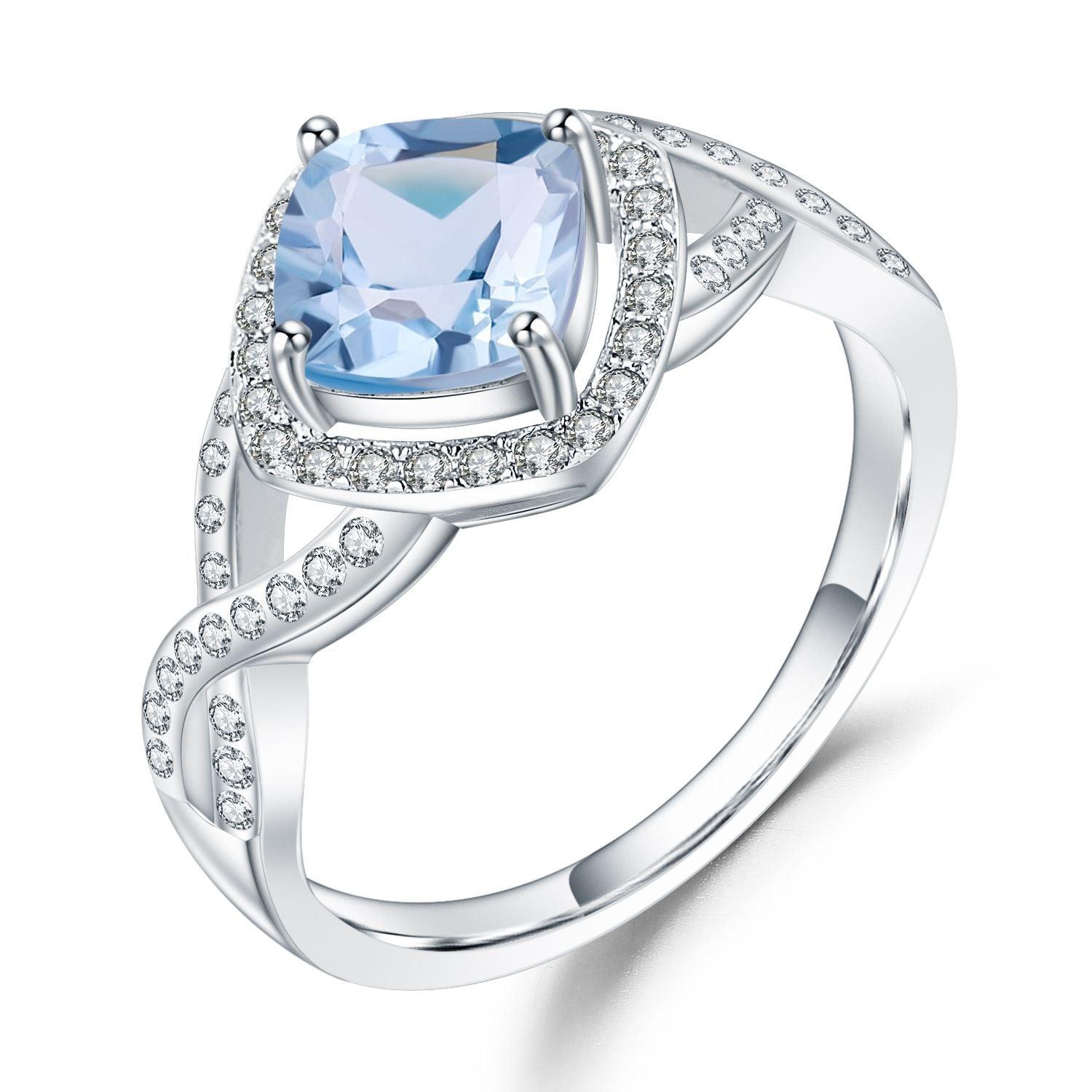 Surrounding Square S925 Silver Natural Topaz Ring-BlingRunway