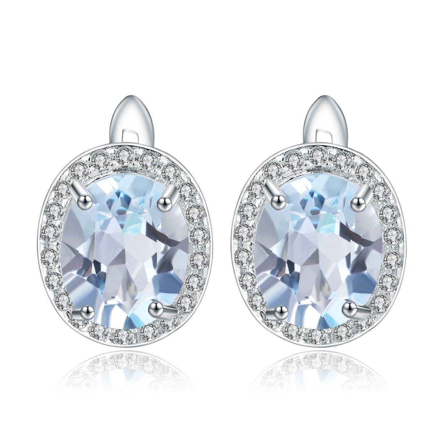 Oval Natural topaz S925 Sterling Silver Earrings-BlingRunway