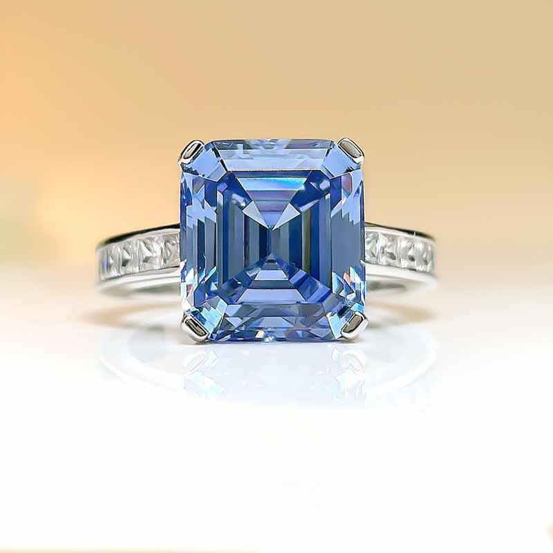 Luxury Inlaid Square Synthetic Gem S925 Sterling Silver Ring-BlingRunway