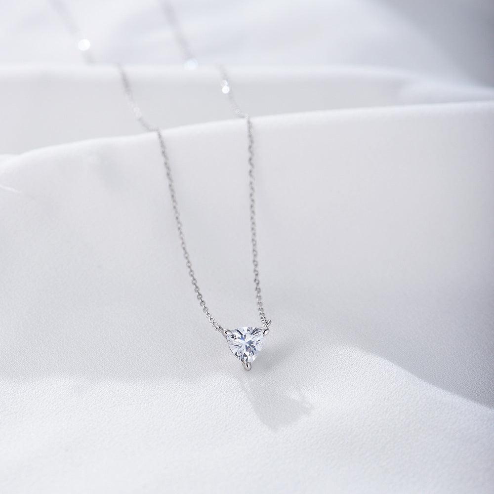 Classic sparkling triangle zircon handmade series S925 sterling silver necklace