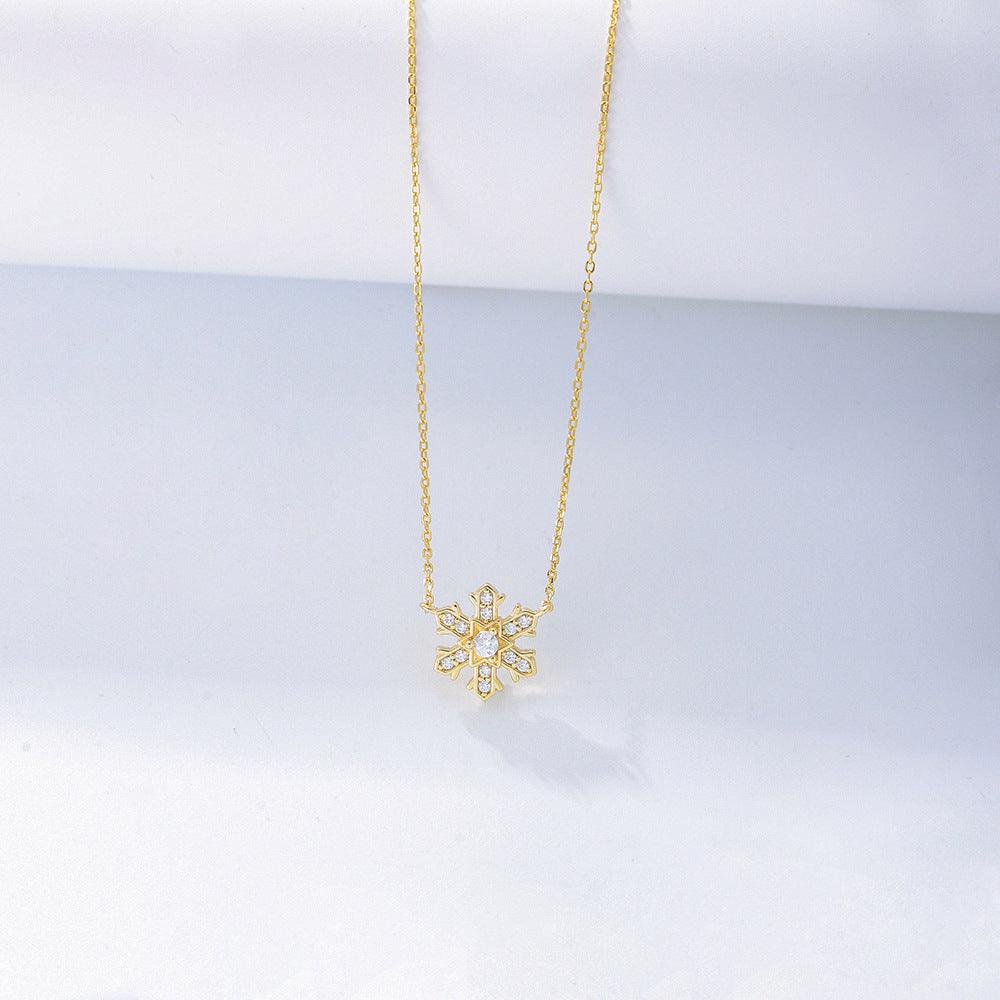 Exquisite sparkling snowflake zircon handmade series S925 sterling silver necklace