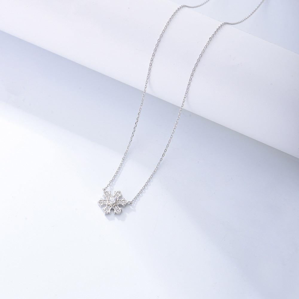 Exquisite sparkling snowflake zircon handmade series S925 sterling silver necklace-BlingRunway