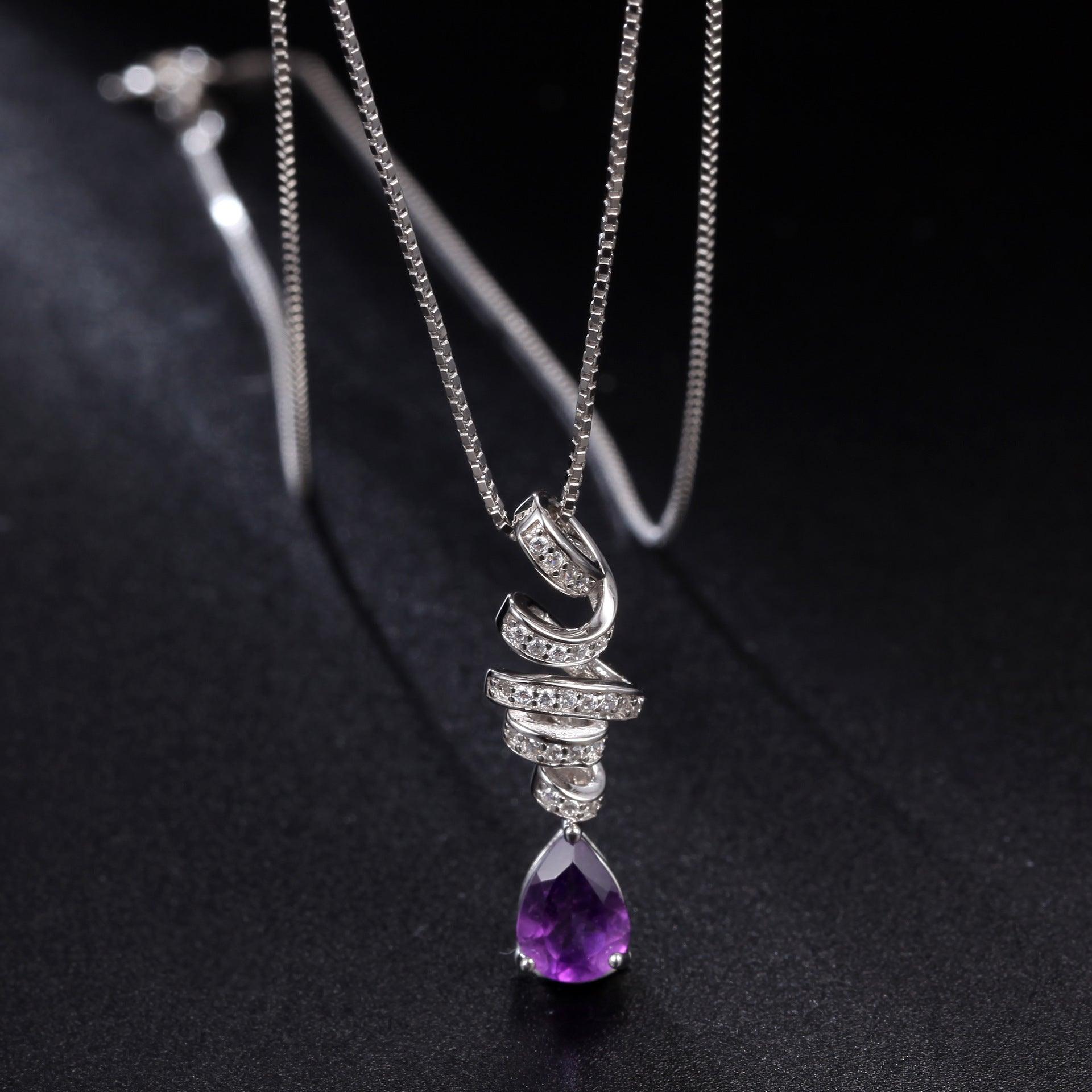 Vortex Droplet Design S925 Sterling Silver Necklace-BlingRunway