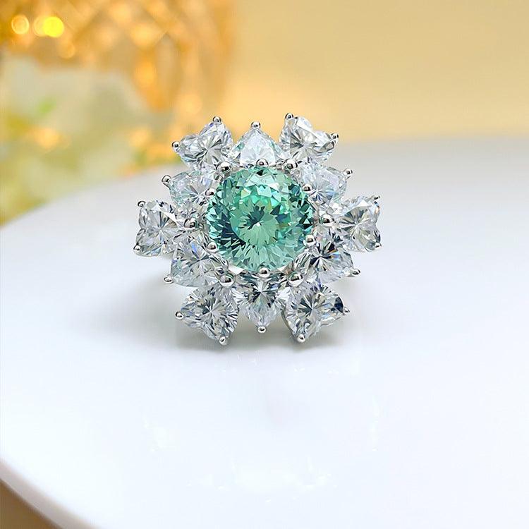 Luxury Fancy Design Synthetic Paraiba Women's S925 Silver Ring-BlingRunway